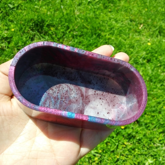 Purple Post It Note Holder Organizer Resin Art Handmade Cute Office Desk - Picture 10 of 12